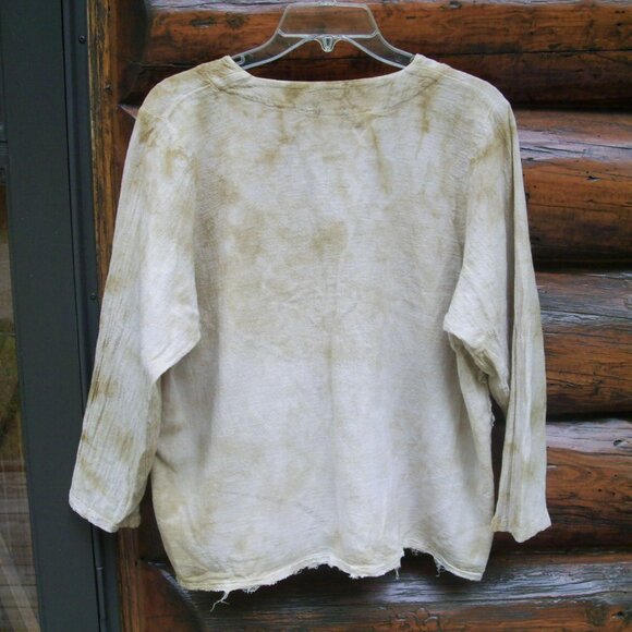 EUC Vintage Boho Tie-Dye Fringe Frayed Gauze Mid Length Top SZ M/L - Picture 2 of 3